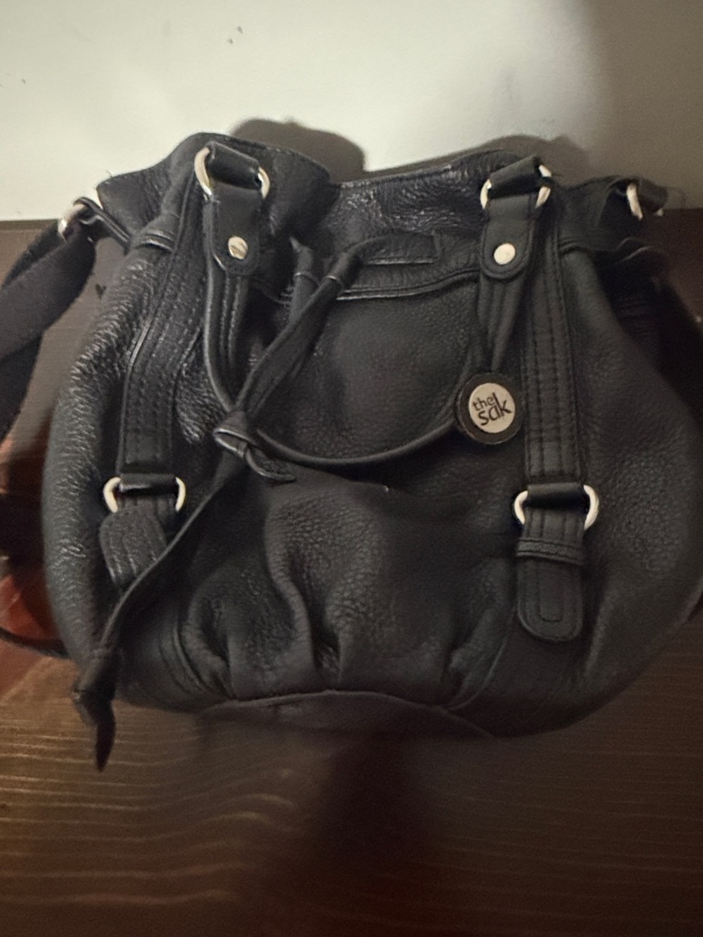 The Sak Black Pebbled Leather Hobo Shoulder Bag
